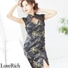 <Love Rich>小花柄レースチャイナドレス キャバドレス ミニドレス(ブラック)